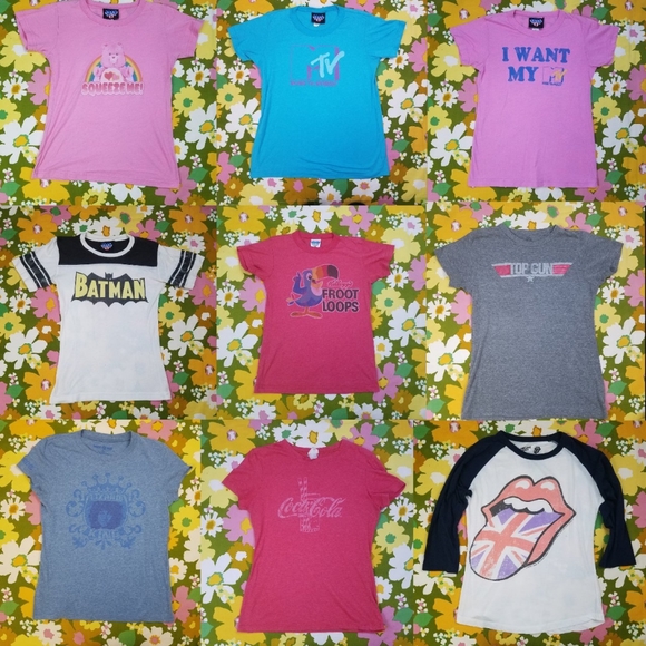 Junk Food T Shirt Lot of 9 Baby Tees Retro Bundle - Picture 1 of 6